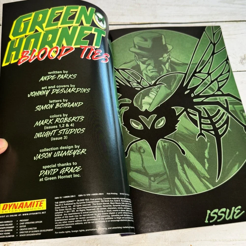 Green Hornet Blood Ties Dynamite 2011 TPB Ande Parks Johnny Desjardins 1st Print